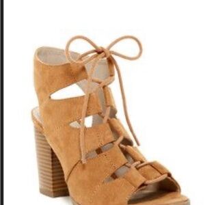 Rampage Tan Strappy Block Heel Sandals
